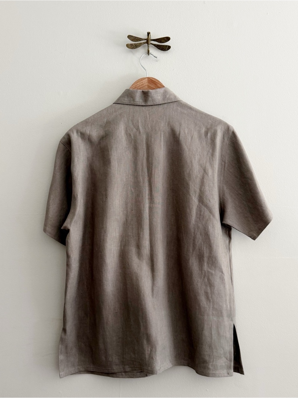 Vintage Linen Taupe Oversized Button Down Shirt Womens Small - Picture 5 of 5